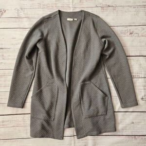 L.L. Bean Gray Quilted Open Front Cardigan Capsule Neutral Womens Small